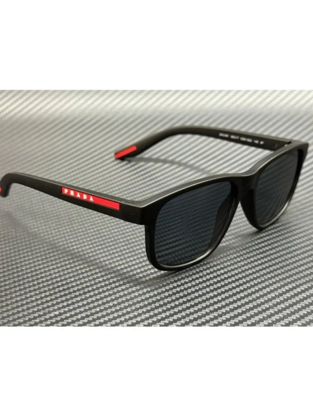 New Prada Linea Rossa Men Black Rubber Sunglasses 56-17-145